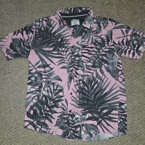 Pink and Black Tropical Print Men's Shirt